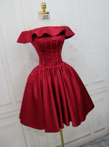 Burgundy Satin Homecoming Dress