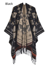 Geometric Split Shawl Thickened Warm Cloak
