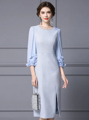 Light Blue Flower Mother Of The Bride Dress