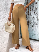 Solid Color High Waist Straight Pants