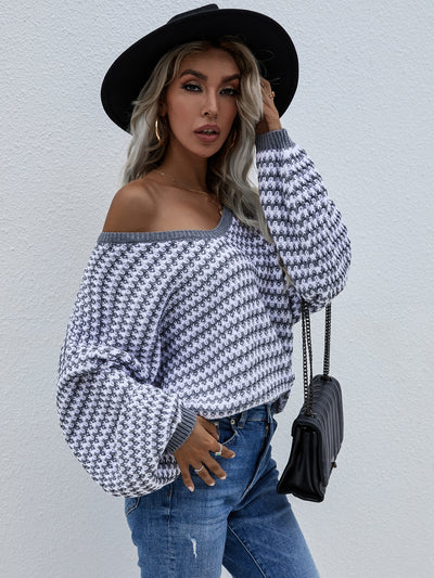 Pullover Striped V-neck Sweater