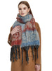 Coarse Tassel Jacquard Flower Scarf