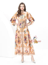 Palace Printed Long Sleeve Party Dress