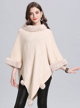 Wool Jacquard Pullover Cloak Shawl