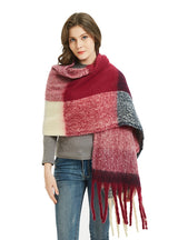 Coarse Fringed Plaid Stripes Scarf