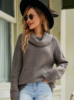 Loose Solid Color Lapel Pullover Sweater