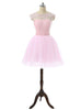 Pink Tulle Sequins Backless Homecoming Dress