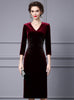 Burgundy Velvet Short Sleeve Mother Of The Bride Dress
