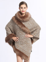 Round Neck Knitted Pullover Cape Shawl