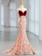 Mermaid Velvet Sequins Prom Dress