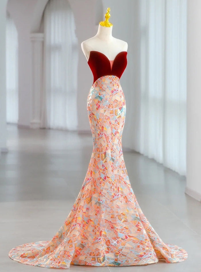Mermaid Velvet Sequins Prom Dress