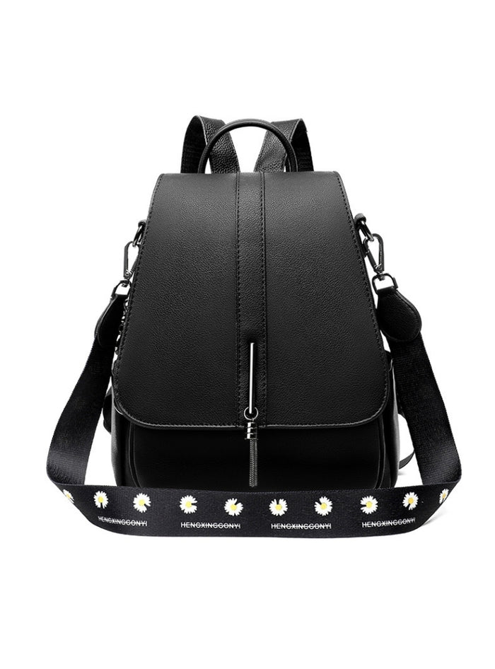 Tassel Solid Color Large Capacity Backpack