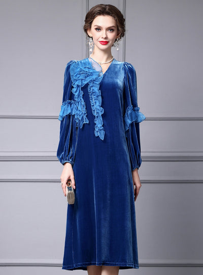 Burgundy Velvet V-neck Mother Of The Bride Dress