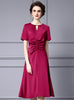 Burgundy Beading Pleats Mother Of The Bride Dress