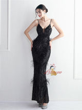 Mermaid Sequins Spaghetti Straps Prom Dress