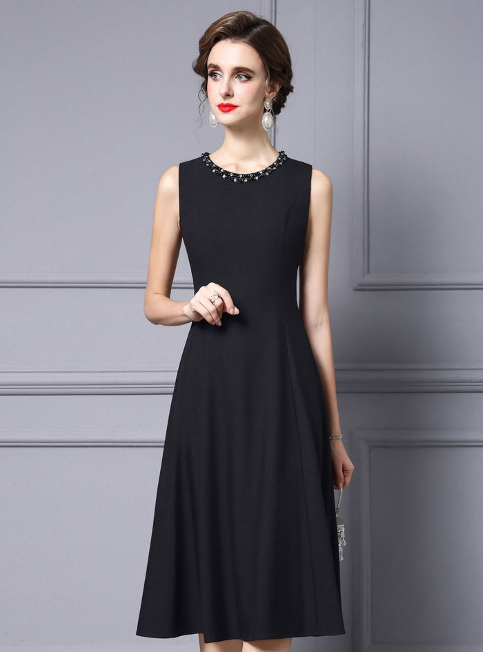 Black Sleeveless Beading Mother Of The Bride Dress