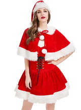 Tube Top Santa Short Dress Shawl Christmas Dress
