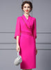 Fuchsia V-neck Beading Mother Of The Bride Dress