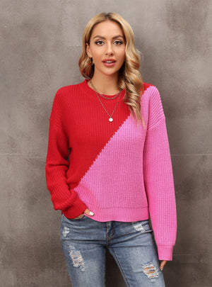 Fuchsia Pullover Loose Sweater