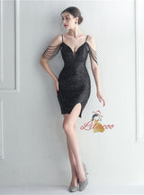 Spaghetti Straps Beading Short Prom Dress