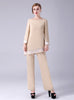 Champagne Chiffon Long Sleeve Mother Of The Bride Dress