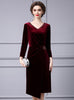Burgundy Velvet Crystal Mother Of the Brides Dress
