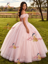 Pink Tulle Appliques Quinceanera Dress