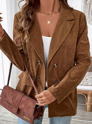 Women Solid Color Corduroy Jacket