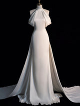 White Mermaid Satin Wedding Dress