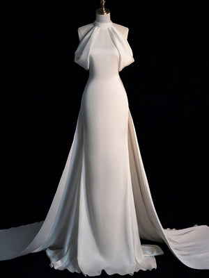 White Mermaid Satin Wedding Dress