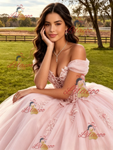 Pink Tulle Appliques Quinceanera Dress