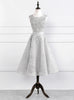 Silver Gray Lace Appliques Homecoming Dress