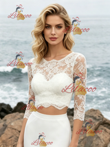 White Mermaid Two Piece Lace Wedding Dress
