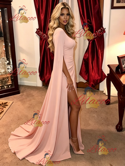 Pink Mermaid Split Prom Dress