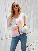 Rainbow Tie-dyed Cardigan Sweater Coat