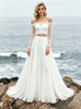 White Two Piece Chiffon Lace Wedding Dress