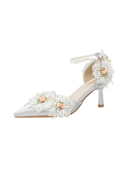 Pointed Lace Wedding Shoes Sandals
