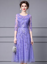 Purple Lace Tulle Mother Of The Bride Dress