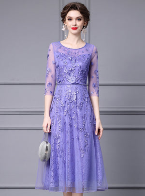 Purple Lace Tulle Mother Of The Bride Dress