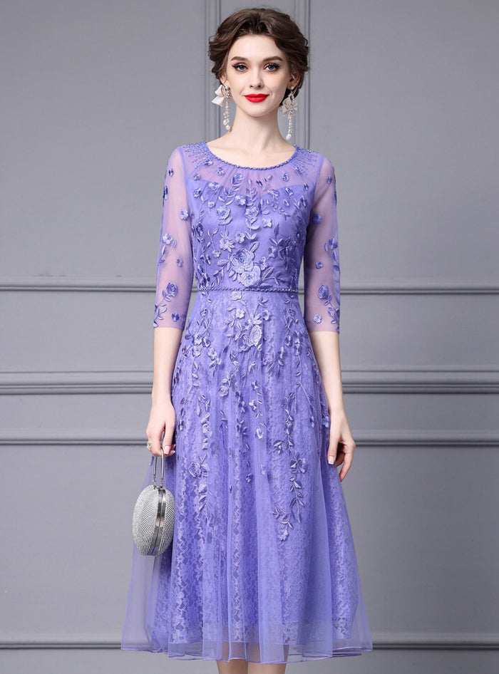 Purple Lace Tulle Mother Of The Bride Dress