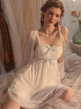 Mesh Lace Halter Nightgown with Chest Pad