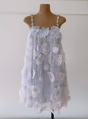 Three-dimensional Flower Sequined Gauze Dress