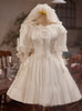 White Satin Lace Short Sleeve Bow Homecoming Dress