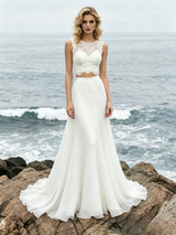 White Two Piece Lace Wedding Dress