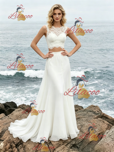 White Two Piece Lace Wedding Dress