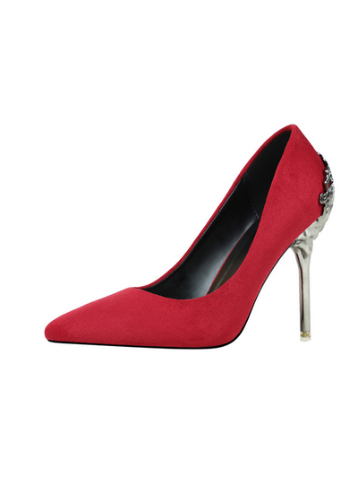 Metal Hollow Suede Stiletto Heels Shoes