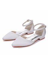 Flat-heeled Pointed Low-heeled Satin Bridal Shoes