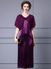 Purple V-neck Mother Of The Bride Dress