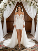 White Lace Tulle Long Sleeve Wedding Dress