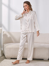 Silk-like Long Sleeve Pajamas Set